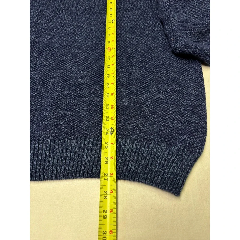 Vintage Eddie Bauer Mens Blue Cotton Heavy Knit Crewneck Sweater‎ Large Indigo